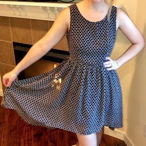 Black bow printed dress